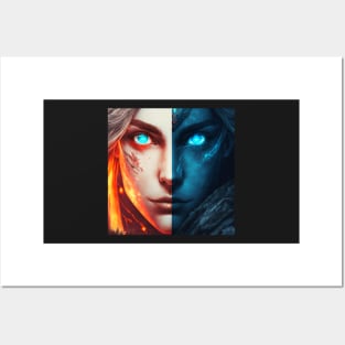 Viking Female Clash of Fire and Ice Posters and Art